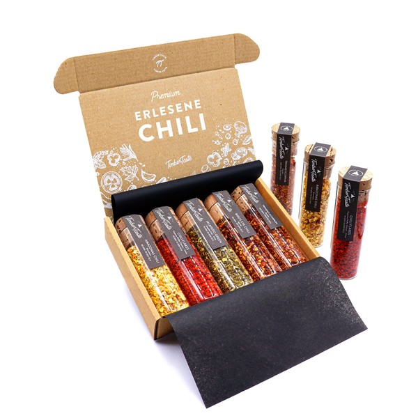 TIMBER TASTE® Hot Chili Spices Gift Set Women & Men [Up to 700000 SCOVILLE] | 5 Handpicked Chilies | Chili Spices Gift Set Christmas Dad & Mum | Christmas Gifts Set Men