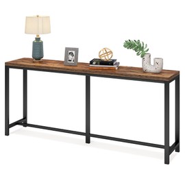 LITTLE TREE 70.9 Inch Long and Narrow Sofa Console Entryway Table, Retro Brown