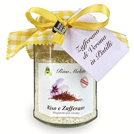 Risotto Rice & Saffron Ready to Use Mix for Risotto | Gourmet Saffron Risotto Mix Ready to Eat in 15 Minutes | Melotti Vialone Nano Risotto Rice | 11.3oz (320g)
