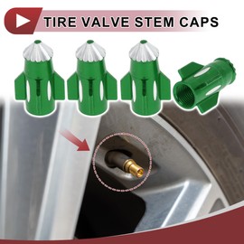 HEROFFIX 4 Pcs Pointed Head Rocket Shape Tire Valve Stem Caps Decorative Tyre Valve Dust Covers 7x27mm Green Aluminum Alloy