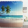 NiCoLa Waterproof Shower Curtains 3D Beach Shower Curtain with 12