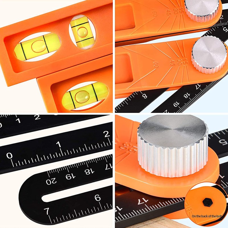 ANCLLO Horizontal Sliding T-Bevel Gaug Level Tool T-Bevel Ruler with
