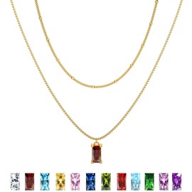 MILACOLATO Diamond Necklaces for Women 18K Gold Plated Emerald Birthstone Necklace for Women Mothers Dainty Gold Necklace Cubic Zirconia Pendant Necklace Birthday Jewelry January