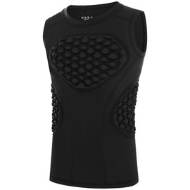 Runhit Youth Boys Baseball Heart Guard Padded Compression Shirt Quick Dry Rib Sternum Chest Protector for Softball Football Lacrosse Black M