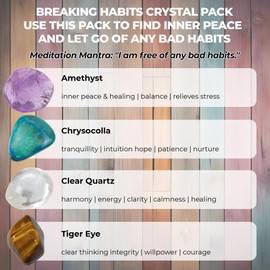 Breaking Habits Crystals - UK Designed 4 Stone Premium Selection for Inner Peace, Harmony, Patience and Energy Comes with Gift Pouch, Wellness Guide & Info Booklet