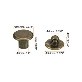 PATIKIL 50 Sets Chicago Screws, M5x6mm Chicago Screws Phillips Binding Post Screw Bolts Leather Rivets Fasteners Connectors Steel for Leather Belt Scrapbook Photo Albums, Brown