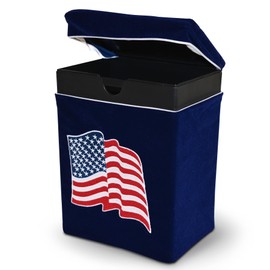 Velvet Urn Bag with TSA Approved Cremation Container | Holds Cremated Ashes of Human Adult | for a Niche or Ground Burial | Fits Crowne Burial Urn Vault (Royal Blue with American Flag)