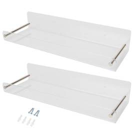 2Pcs Floating Wall Ledge Shelf Acrylic Concealed Bathroom Rack for Home Bathroom