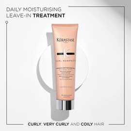 Kérastase Curl Manifesto, Crème de Jour Fondamentale Conditioner, Leave-In Treatment & Heat Protectant, Controls Frizz & Enhances Curls, For All Curly Hair Types & Textures, 150 ml