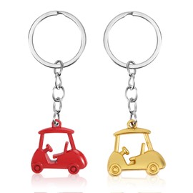 Mikovivi 2pcs Golf Cart Keychain, Golf Key Chain Sparklely Stylish Charm Keyring Sport Themed Bag Accessories for Men Women