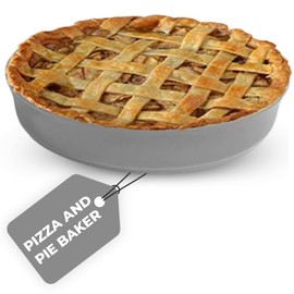 Sassafras Superstone® Stoneware Pie and Pizza Baker with Grey Glaze and Unglazed Interior 10.5” X 1.5” Interior