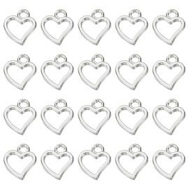 PATIKIL Heart Charm, 100Pcs Mini Heart Circle Pendant Charm Bulk Metal Designer for Making s s Wedding Crafts Christmas Valentine's Day, Silver