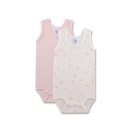 Sanetta Sleeveless Bodysuit (Twin Pack) Off-White | High Quality and Sustainable Bodysuit for Girls Made of Cotton Contents: Set of 2 Baby Bodysuit, beige