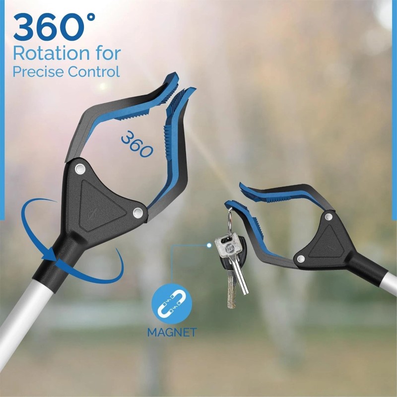 FitPlus PowerGrip T9,Grabber Reacher Tool, Wide Jaw, Foldable, Steel Cable,