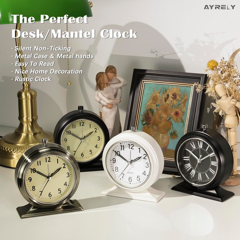 AYRELY® 5.5" Vintage Metal Alarm Clock, Desk and Table Clock