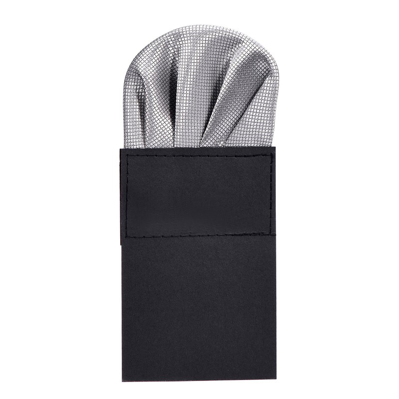 DonDon Men's Pocket Square Pre-folded for the Perfect Fit, Silver