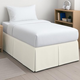 Mattress-Homes Pleated College Dorm Bed Skirt Luxury Microfiber, Twin XL (39x80) with Split Corners, 40" Long Drop, Hotel-Quality 1800 Ultra-Soft Dust Ruffle, Ivory