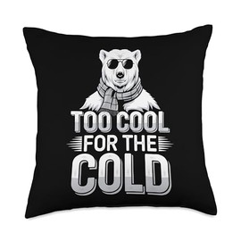 Winter Animal Humor Polar Bear Arctic Cold Weather Comedy Throw Pillow