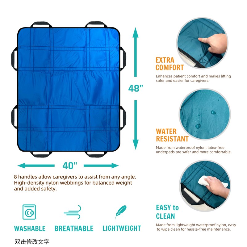 NurtureCare Upgraded 3-Layer Comfort Positioning Bed Pad with Handles 48"