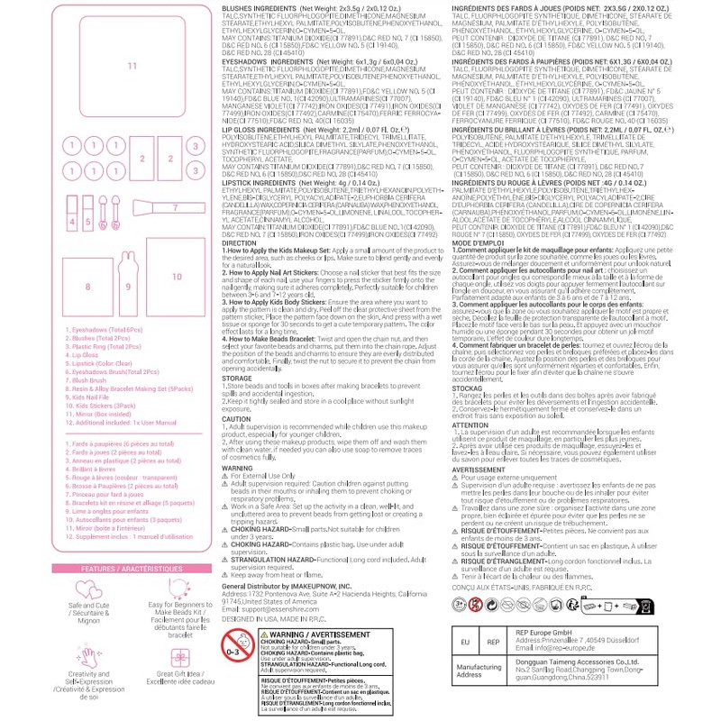 BUNNY BUBBLES Kids Makeup Jewelry Kit for Girls, Washable Real