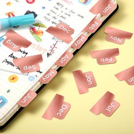 72 Pieces Adhesive Monthly Planner Tabs Monthly Index Stickers Decorative Label Calendar Stickers for Office Study Planner Journal Notebook Back to School Accessories(Rose Gold)