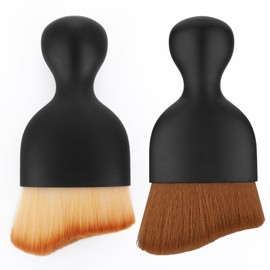 Amaxiu No Scratch Auto Interior Dust Brush, 2PCS Car Interior Cleaning Soft Brush Car Detailing Brush Car Cleaning Brushes Duster Soft Bristles Detailing Brush Dusting Tool(Light Brown, Dark Brown)