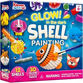 Klever Kits 12 Kit de pintura de concha de mar que brilla en la oscuridad, artes y manualidades para niños y niñas de 6 a 12 años, suministros de