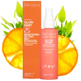 Pacifica Setting Spray Glow Baby Brightening Mist, Broad Spectrum SPF 45, UVA/UVB Protection, Blue Light Protection, Facial Mist, Suncare, Skin Care, Vegan, 1.7 fl oz (1 Count)