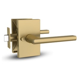 Mega Handles - Glamor Privacy I Lever Door Handle Set for Hallway, Closet and Bathroom I Reversible Heavy Duty I Fits All Standard Door Sizes I Screws Included - Satin Brass (1 Pack)