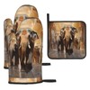 Asian Elephants Print Kitchen Baking 3 Piece Set, Scald Resistant