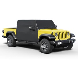 Gladiator Cab Cover for Jeep Gladiator JT 2020-2024 4 Door 600D Oxford Gladiator Cover with 6 Gust Hooks Half Cover Protect from Sunshine, UV, Snow, Rain, Wind, Scratch Resistant Black