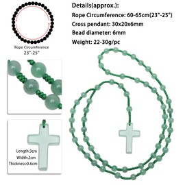 KYEYGWO Crystal Cross Pendant for Men and Women, Religious Prayer Necklaces, Gemstone Pearl Necklace, Catholic Jewellery, Gemstone Crucifix Chains, Green Aventurine, Greener Aventurine