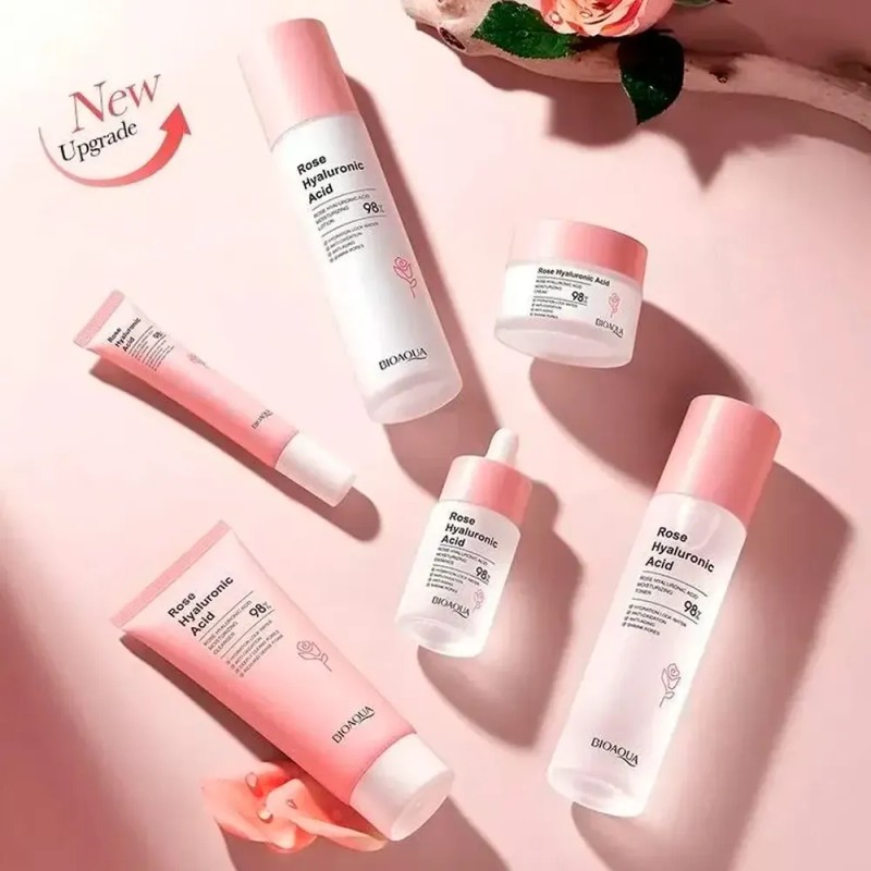Kit Skincare Bioaqua Agua De Rosas Con Ácido Hialurónico