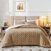 Joyreap 3-Piece Fluffy Faux Fur Sherpa Comforter Set Coffee, Twin