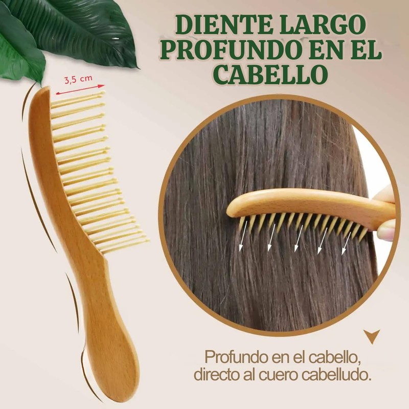 Peine Bambu Natural Ecológico Alta Calidad Desenredar Cabello Sin Dolor