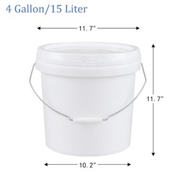 Ramddy 4 Gallon Airtight Round Storage Bucket Pails, 6 Packs Food Grade Storge Buckets with Handle, White