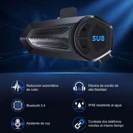 Auriculares Bluetooth Su8 Para Casco Audifono De Moto Ipx6