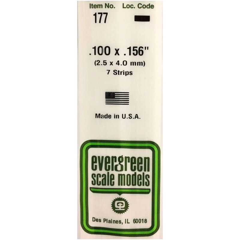 Evergreen 70EG177 Scale Model, Flat Rod, 0.1 x 0.2 inches