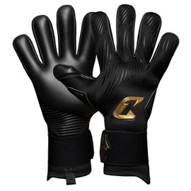 Catch & Keep Invictus Goalkeeper Gloves, Professional Football Gloves for Adults (Size 7-11), 4 mm Viper Grip for Hold in Rain and Wet, Negative Cut, Elastic Bandage (Invictus Black Gold, 11)