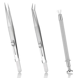 3 PCS Jewelry Tweezers, Diamond Tweezers, Jewelry Grabber Tool, Piercing Removal Tools Gem Stone to Change Jewelry-IC Chip Electronic Components