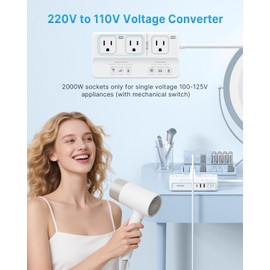 220V to 110V Voltage Converter, VINTAR 2000W Universal Travel Adapter Voltage Converter US to Europe, International Step Down Transformer Power Converters Adapter Combo for EU UK JP AU in SA