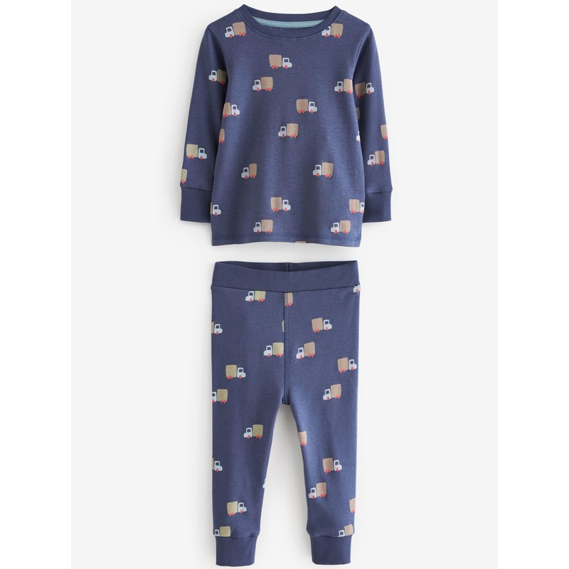 NEXT 3 Pack Long Sleeve Pyjamas, Green/Blue Transport