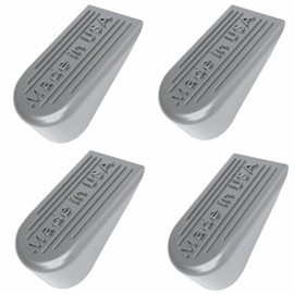 Rubber Door Stoppers for Bottom of Door Made in USA - Door Stop Wedge for Carpet, Tile, Concrete Floor, Heavy Duty for Commercial & Home - 2.1 x 1.3 x 4.3 Inches - Gray, 4 Pack
