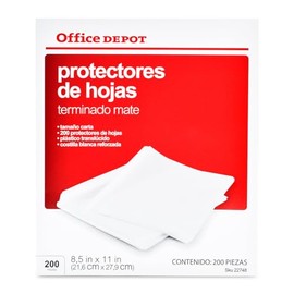Office Depot | Protectores de hojas para carpeta | porta hojas para carpetas tamaño carta | protector de hojas tamaño carta traslúcido mate | protectores de hojas 200 piezas