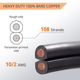 Wirefy 10/2 Low Voltage Landscape Lighting Copper Wire - 10-Gauge 2-Conductor 50 Feet | Low-Voltage Wire | Low Voltage Wiring | Low Voltage Wire 10/2 | Landscape Wire 10 2