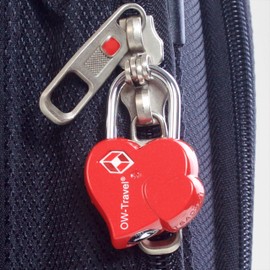 OW-Travel Heart Lock with Key Suitcase Lock Padlock Luggage Lock Security Lock Key Lock Theft Secure Lock TSA Lock for Travel Suitcase Locker Backpack Luggage: 1 Red
