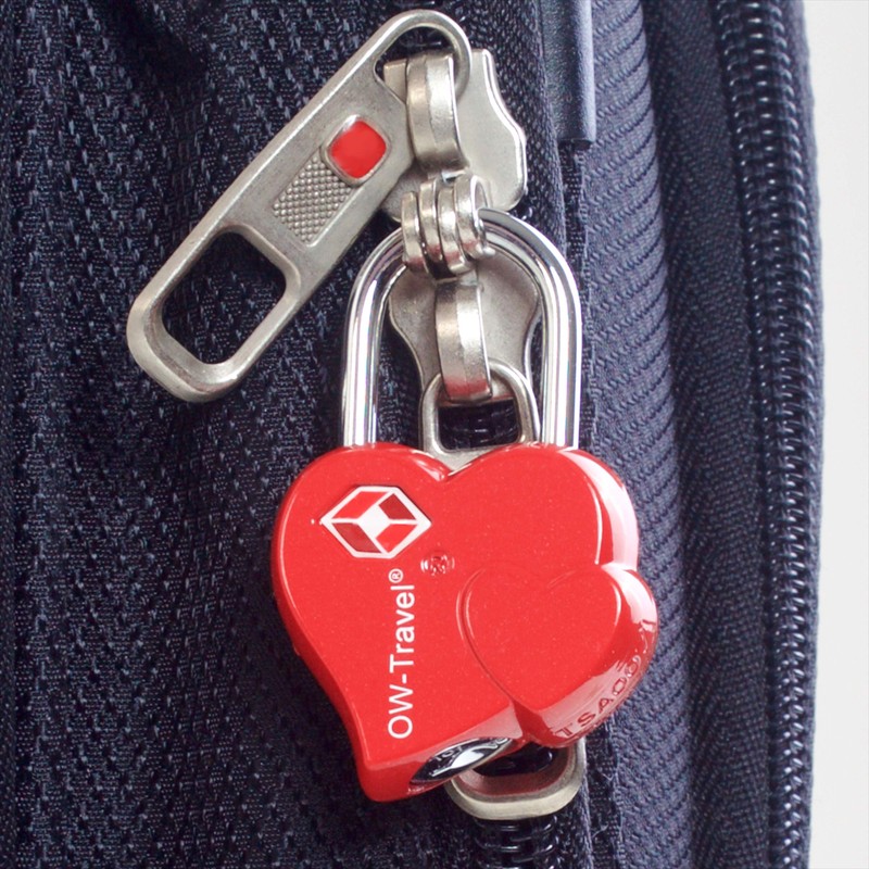 OW-Travel Heart Lock with Key Suitcase Lock Padlock Luggage Lock
