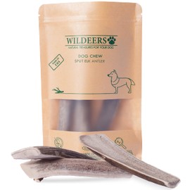 Wildeers Split Elk Antlers for Dogs Medium, 2-Pack, Made in USA, Grade A Antler Dog Chews Bones for Medium and Large Breeds, 5-7" Long, Naturally Shed, Healthy Treat