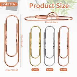 JNYUTEEN Pack of 30 Metal Pen Clips, 3 Colours Paper Clip Holder Pen Clips, Pen Clip Assistant Pen Holder Clip Metal Pen Clips for Books Notebooks Diaries Calendar