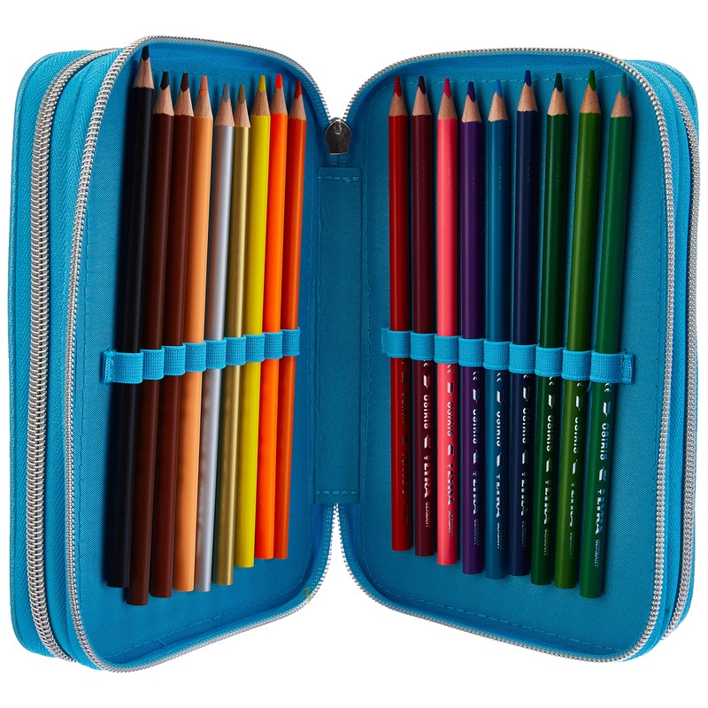 Depesche 10979 Pencil Case with 3 Zips and Pencils by